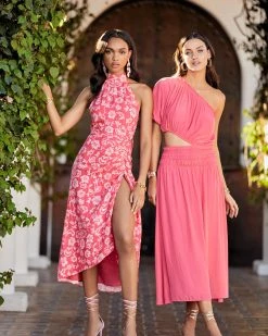 Ramy Brook Dina Smocked Midi Cutout Dress