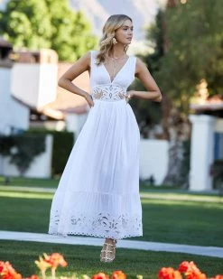 Ramy Brook All New Arrivals Barb Lace V-Neck Maxi Dress