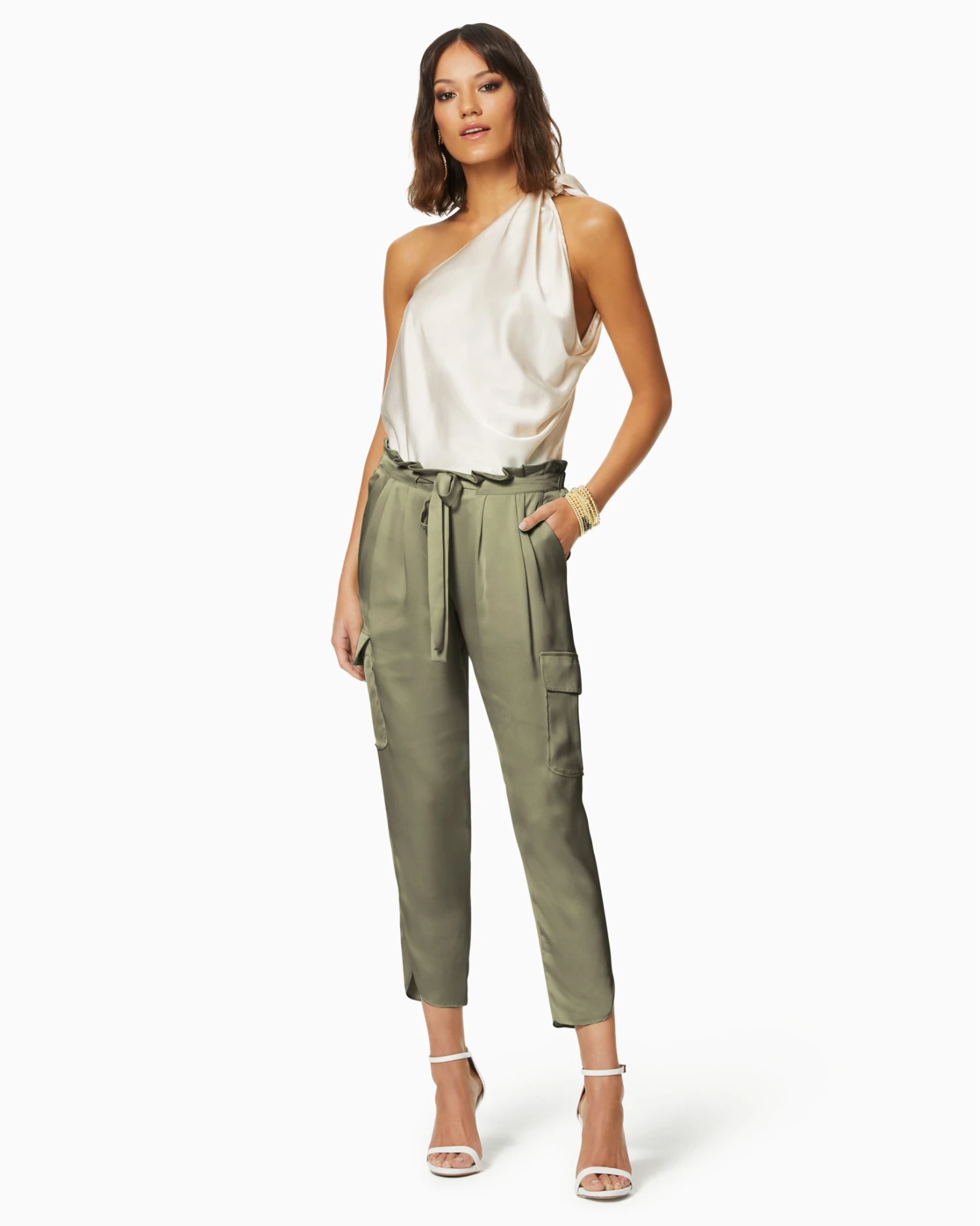 Ramy Brook Shop All Satin Pocket Allyn Paper Bag Waist Pant