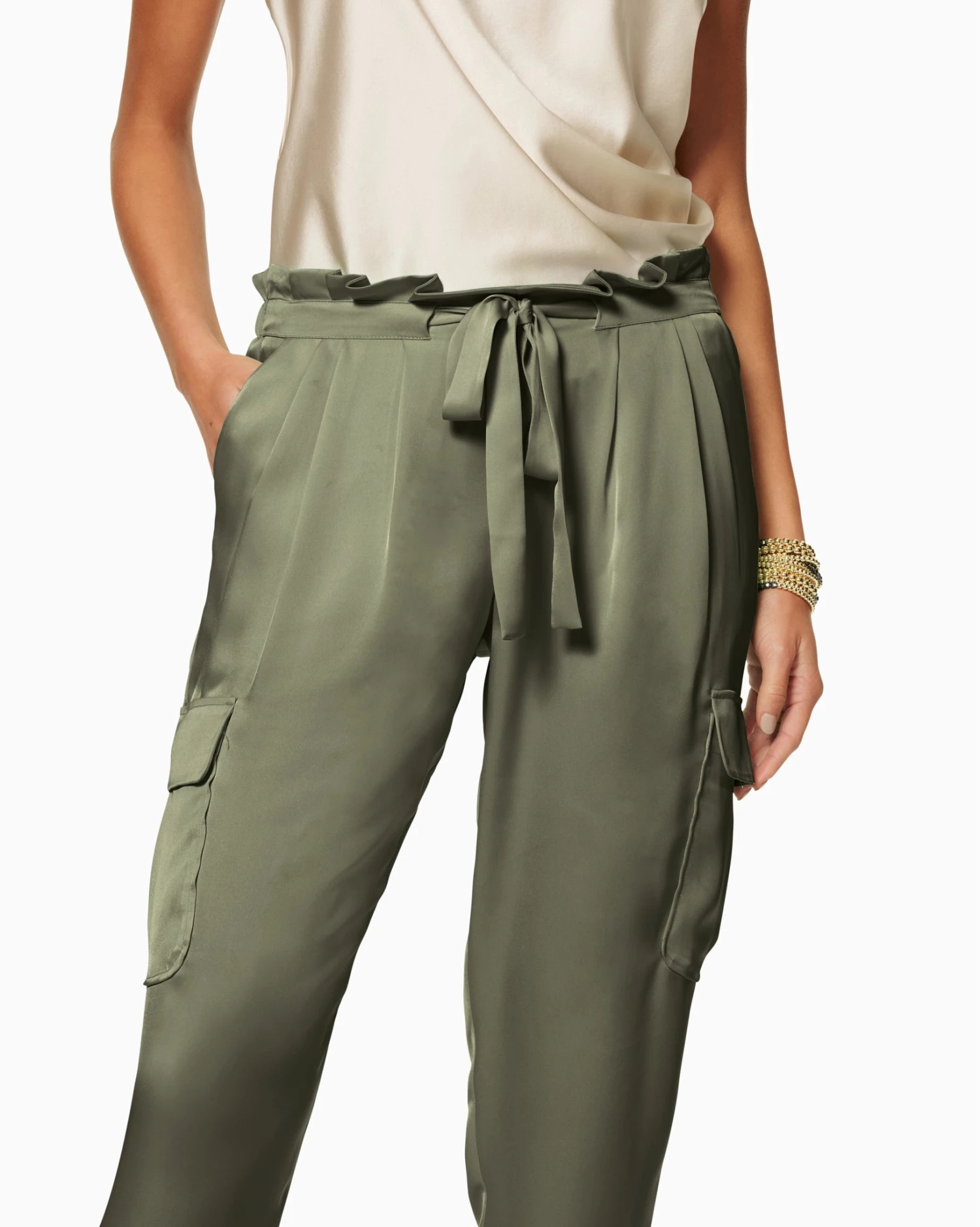 Ramy Brook Shop All Satin Pocket Allyn Paper Bag Waist Pant