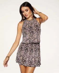Ramy Brook Zebra Knit Paris Sleeveless Mini Dress