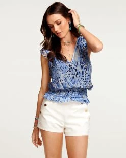 Ramy Brook Printed Miller Ruched Blouse