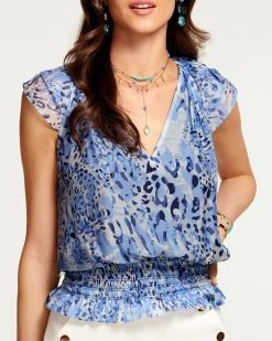 Ramy Brook Printed Miller Ruched Blouse