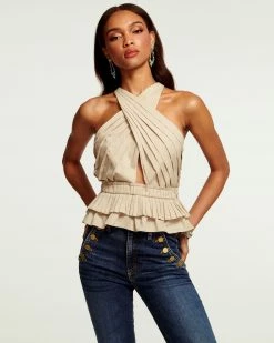 Ramy Brook All New Arrivals Grace Cutout Halter Tank Top