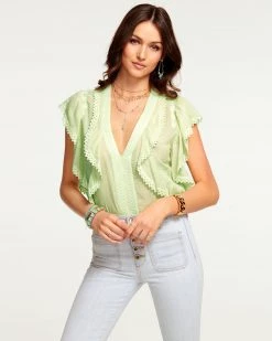 Ramy Brook All New Arrivals Della V-Neck Ruffle Blouse