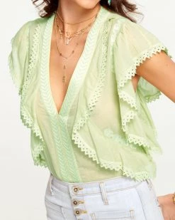 Ramy Brook All New Arrivals Della V-Neck Ruffle Blouse
