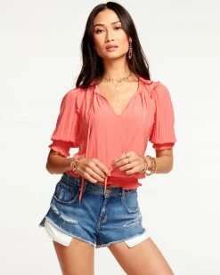 Ramy Brook Merry Smocked Peasant Blouse All New Arrivals