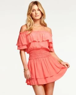 Ramy Brook All New Arrivals Orly Smocked Ruffle Mini Dress