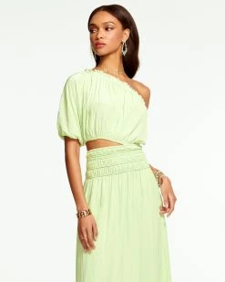 Ramy Brook Dina Smocked Midi Cutout Dress