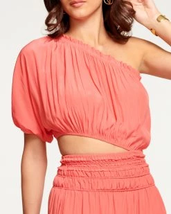 Ramy Brook Dina Smocked Midi Cutout Dress