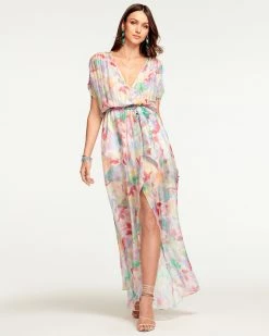 Ramy Brook Printed Marion Short Sleeve Maxi Dress