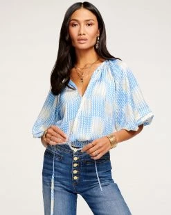 Ramy Brook Printed Elise Puff Sleeve Top Sale