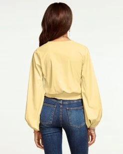 Ramy Brook Sale Dakota Faux Leather Twist Front Top