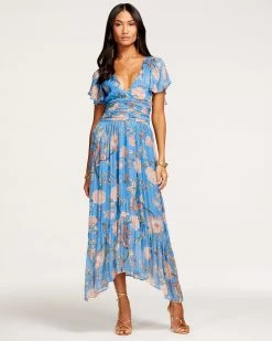 Ramy Brook Printed Joan Short Sleeve Maxi Dress Sale