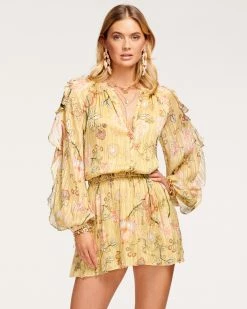 Ramy Brook Printed Hamilton Ruffle Sleeve Mini Dress