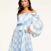 Ramy Brook Printed Aviette Off-The-Shoulder Maxi Dress