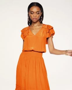 Ramy Brook All New Arrivals Ali Short Sleeve Midi Dress