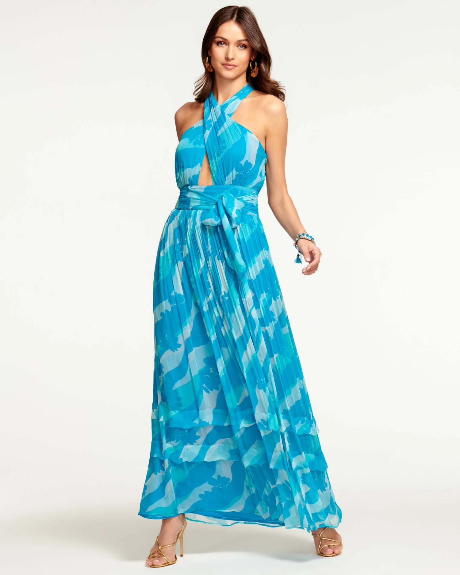 Ramy Brook All New Arrivals Printed Zoya Halter Maxi Dress