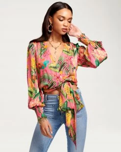 Ramy Brook All New Arrivals Printed Quentin Wrap Top
