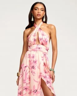 Ramy Brook All New Arrivals Floral Printed Luna Halter Midi Dress