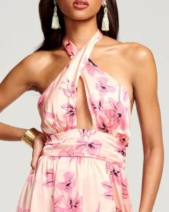 Ramy Brook All New Arrivals Floral Printed Luna Halter Midi Dress