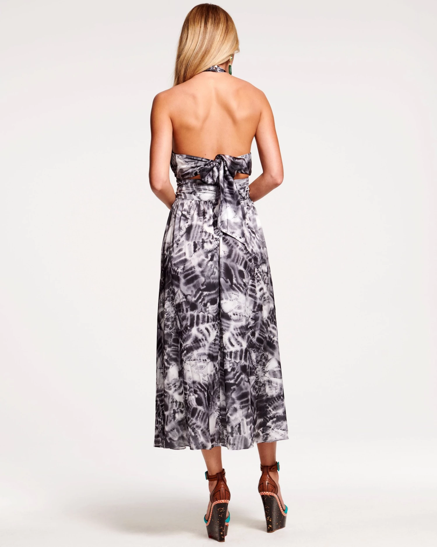 Ramy Brook All New Arrivals Printed Luna Halter Midi Dress