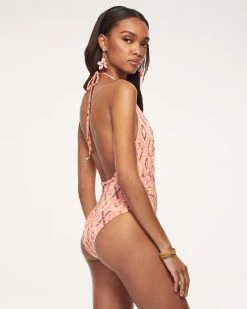 Ramy Brook Printed Annka Halter One Piece Swimsuit